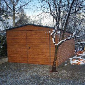 Garaż blaszany 3,5m x 5m, drewnopodobny, szopa narzędziowa