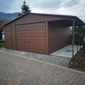 Garaż blaszany 5,5m x 6m + 1,5m wiata