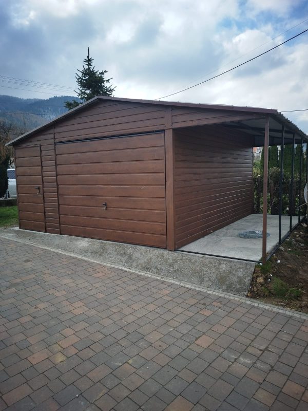 Garaż blaszany 5,5m x 6m + 1,5m wiata
