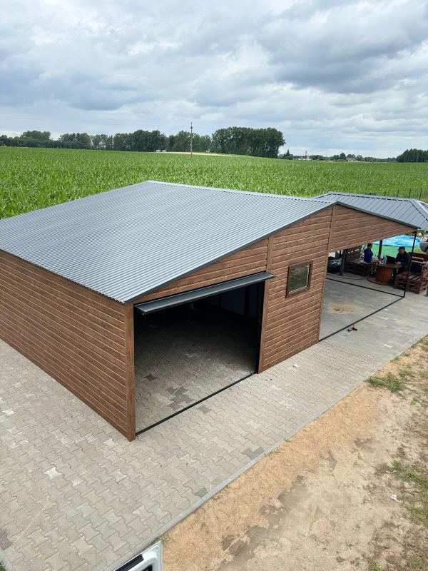 Garaż blaszany drewnopodobny 5m x 6m + 5m wiata, drewnopodobny - Image 2