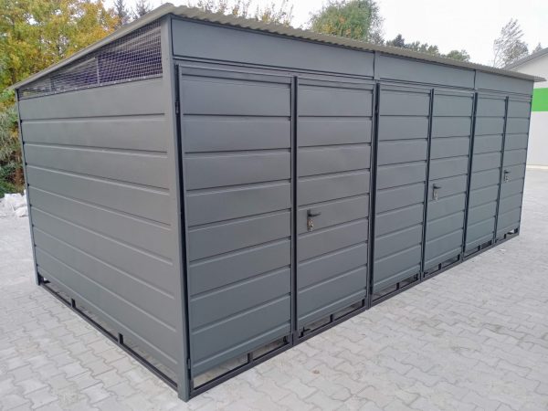 Wiata śmietnikowa 5x3 wykonana w konstrukcji z profil zamkniętego