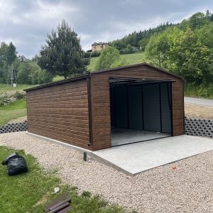 Garaż blaszany 5m x 7m, drewnopodobny
