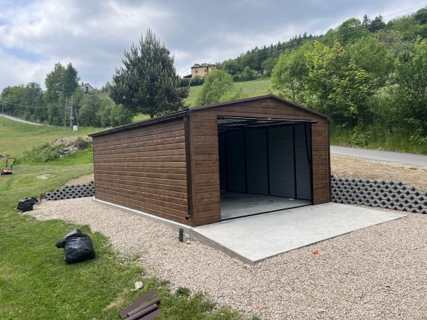 Garaż blaszany 5m x 7m, drewnopodobny