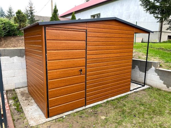 Domek narzędziowy 3m x 2m + 1m z drewutnią, drewnopodobny