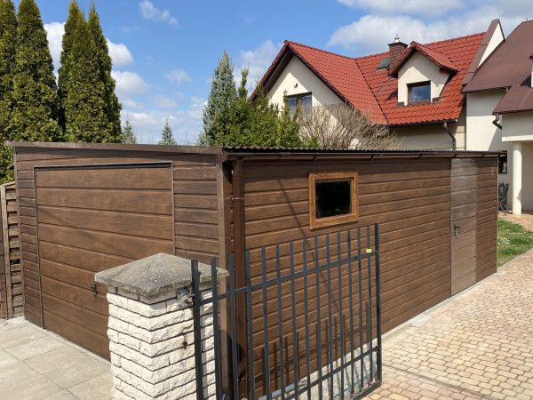 Garaż blaszany 4m x 6m, Orzech - drewnopodobny - Image 2