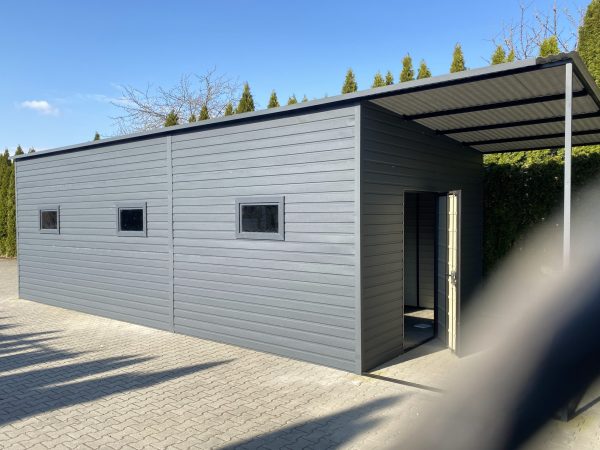 Garaż blaszany 5 x 8 + wiatka 2m - obrazek 3