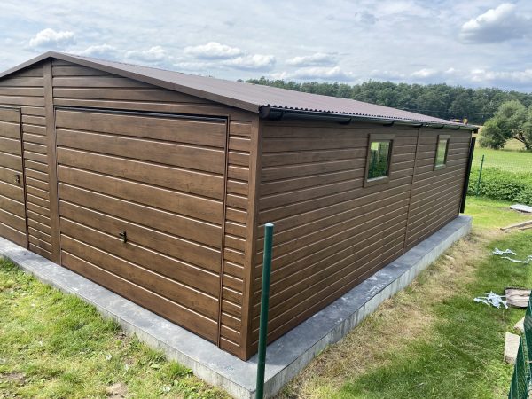 Garaż blaszany 6m x 7m, drewnopodobny, brama uchylna, drzwi - Image 2