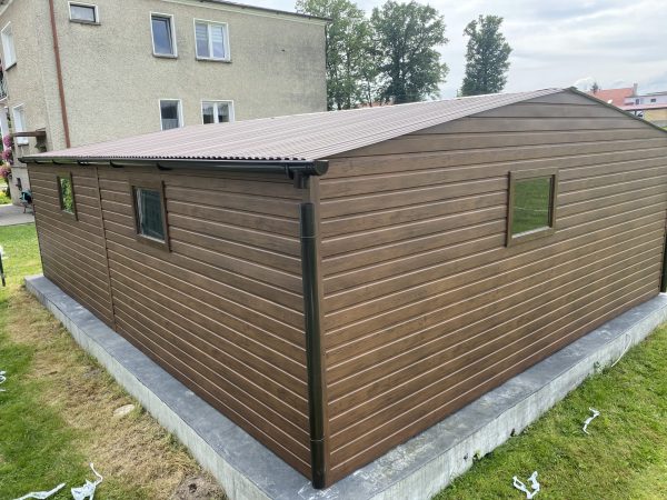 Garaż blaszany 6m x 7m, drewnopodobny, brama uchylna, drzwi - Image 3